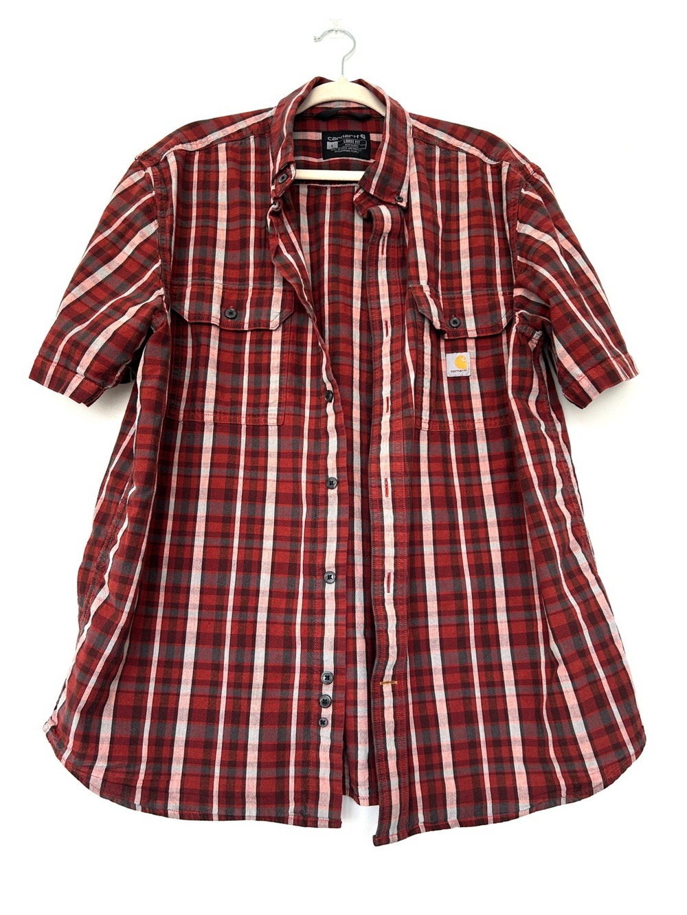Carhartt Red Plaid Short-Sleeve Button-Up Shirt
